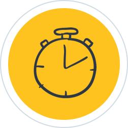 This stopwatch icon represents the speed that new medications can be brought to market