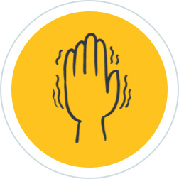 Hand icon: tremors are a common symptom of Parkinson’s disease, a progressive neurological condition